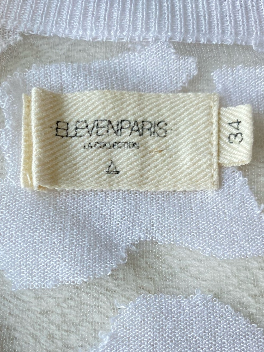 Eleven Paris La Collection White Textured Sheer Long Sleeve Knit Sweater Size 34 - Picture 10 of 14